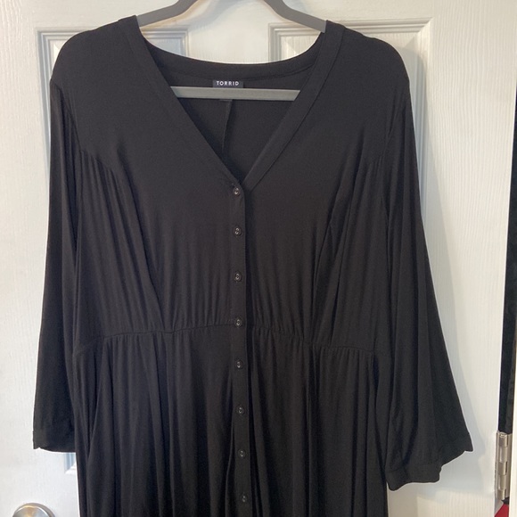 Torrid black challis button front midi shirt dress. Size 1. - Picture 6 of 6